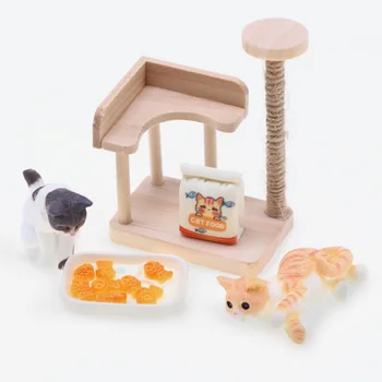 1 комплект Миниатюрной игрушечной модели, имитирующей Кошачью башню и фигурку кошки, Макет дома, мини-модель
