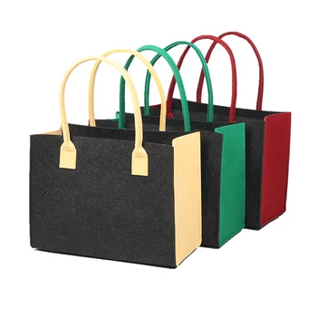100 шт./лот, многоразовая модная женская фетровая сумка-тоут, прочная хозяйственная сумка из продуктовой шерстяной ткани с вашим собственным логотипом