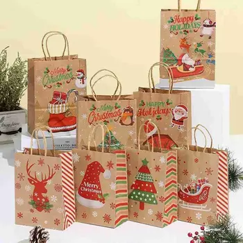 10шт Подарочных Коробок Снежинки Рождественский Бумажный Пакет Коробка для упаковки конфет И продуктов Питания Новогодняя Вечеринка С Рождеством Аксессуары для дома