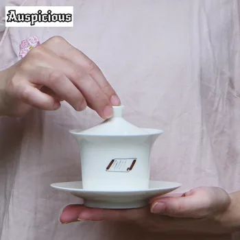 150 мл белого фарфора Dehua, Креативная Керамическая чаша Gaiwan с крышкой, Чайная супница, Художественная чаша для заваривания чая, коллекция чайных церемоний