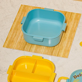 2-слойный ланч-бокс Bento Box, можно мыть в посудомоечной машине, мультяшный детский ланч-бокс с отделениями и потайной ручкой для учебы, пикника и путешествий