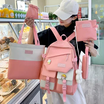 2022 Женский рюкзак с несколькими карманами в корейском стиле харадзюку, студенческий рюкзак большой емкости из пяти частей в стиле колледжа