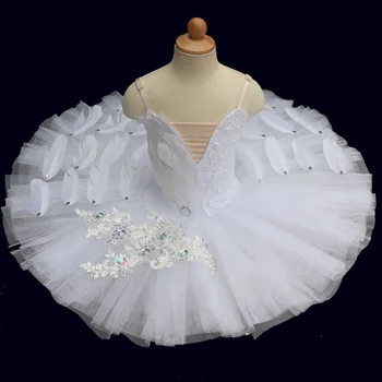 2022 Сверкающее профессиональное детское платье для девочек, балетная юбка-пачка с лебедем, сценический костюм для выступлений, одежда для танцев