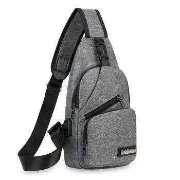 2023 Новая мужская USB-смарт-нагрудная сумка через плечо, холщовая Корейская повседневная мужская сумка