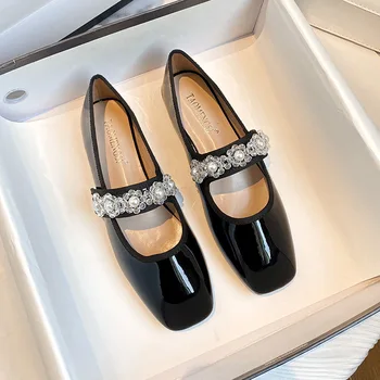 2023 новый весенний одиночный ботинок с мелким ртом и квадратной головкой, обувь Mary Jane, французская женская обувь большого размера