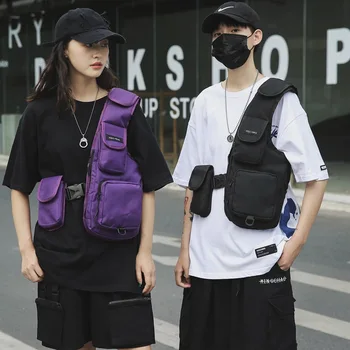 2023 Функциональная Жилетная Сумка с Несколькими Карманами для Мужчин и Женщин Street Hip Hop High Street Vest Bag
