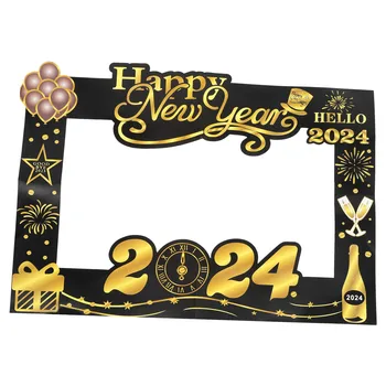 2024 Фоторамки с Новым Годом, Бумажный стенд, Реквизит для вечеринки, 2024 Декорации для селфи на фестивале и вечеринке из фольги с номером 2024