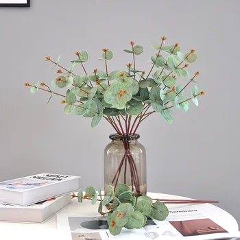 3D Искусственные 3 вилки, цветочная композиция из листьев эвкалипта, Имитация растений, Свадебный букет, Столы для дома, украшение стола
