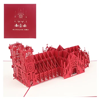 3D Собор Всплывающая Поздравительная Открытка Киригами Индивидуальная Бизнес Архитектура Здание Церковное Искусство Пригласительные Подарки Юбилей