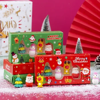 4 Шт Ластиков Детский коробочный набор для рисования С Рождеством Санта Клаус Карандаш-ластик Школьник Канцелярские принадлежности для письма Подарок