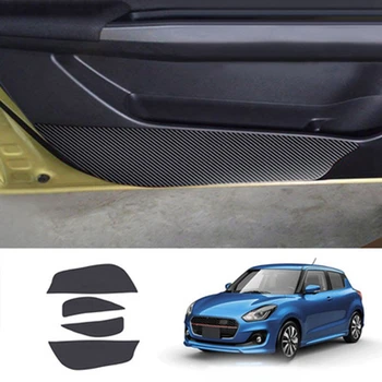 4шт Автомобильный коврик для защиты боковой кромки двери из углеродного волокна для Suzuki Swift 2017 +
