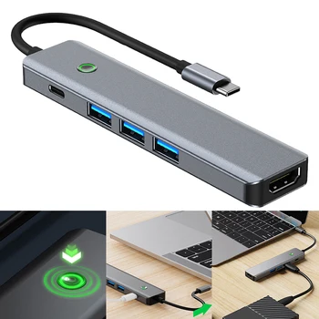 5 в 1 USB C Концентратор 3 Порта USB 3.0 Многопортовый Концентратор-Адаптер 4K/30Hz HDMI-Совместимый Порт USB C Адаптер PD 100 Вт для Ноутбука USB C