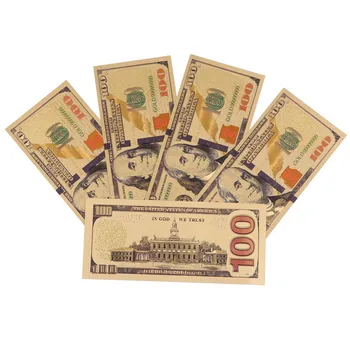 5шт 100 долларов США 24-каратная золотая фольга Золотые бумажные деньги в долларах США, банкноты, поделки