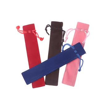 5шт Бархатная сумка для ручек на шнурке, маленький тканевый пенал для хранения одной ручки, Синий, серый, Розовый, Красный Цвет, подарок