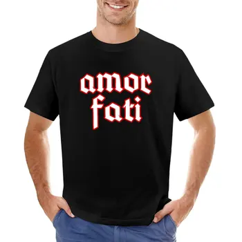 Amor Fati - бело-красная футболка, футболки на заказ, создайте свои собственные летние топы, графические футболки, футболки для мужчин