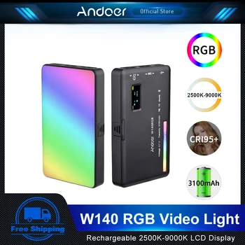 Andoer W140 RGB LED Video Light Photography Fill Light 2500K-9000K с ЖК-дисплеем Адаптер Холодного Башмака для Прямой Трансляции Видеоблогов