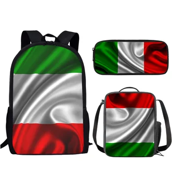 BELIDOME 3 шт. /компл. Школьная сумка с принтом Итальянского флага, рюкзак для подростков, Школьная сумка для мальчиков и девочек, пенал, сумка через плечо, легкий вес
