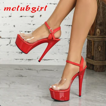 Mclubgirl/ 2024, Весенние Женские Босоножки на прозрачном Каблуке, Пикантные Босоножки на платформе, 15 см, Обувь для девочек, для Вечеринки, Клуба, Прямая продажа, LFD-8661-A4