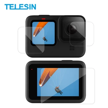TELESIN 3шт Протектор экрана из закаленного стекла Защитная пленка для объектива GoPro Hero 12 11 10 9 Аксессуары для экшн-камер черного цвета