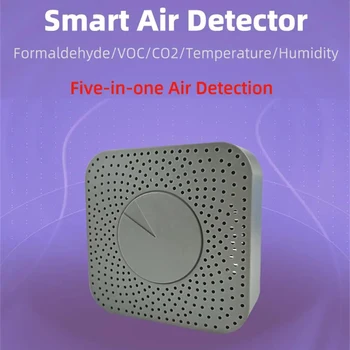 Tuya WiFi/Zig bee 5в1 Интеллектуальный Монитор Качества Воздуха HCHO/CO2/VOC/Детектор Температуры/Влажности Дистанционное Управление Приложением Сигнализация