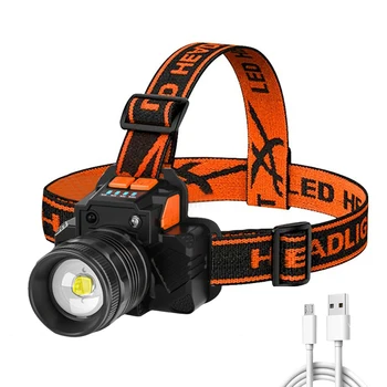 Аварийный головной фонарик с датчиком движения, Портативная светодиодная фара, зарядка через USB, водонепроницаемая для рыбалки на открытом воздухе, кемпинга, пеших прогулок