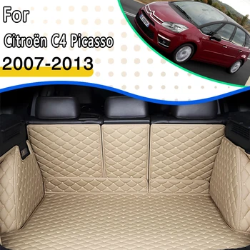 Автомобильные коврики для заднего багажника Citroën Grand C4 Picasso 5 мест 2007 ~ 2013 Водонепроницаемый Органайзер для багажника автомобиля Автомобильные накладки для багажника Автомобильные аксессуары