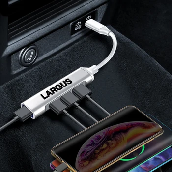 Автомобильный USB-Концентратор Высокоскоростной 4-Портовый Мультиразветвитель Адаптер 3.0 Type C Кабель Зарядного Устройства Аксессуары Для Lada Largus Xray Niva Bronto 4x4