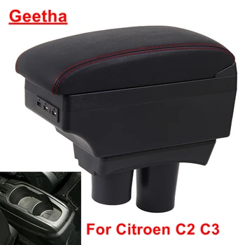 Автомобильный Подлокотник Коробка Для Citroen C2 C3 Для Citroen C2 Двухслойная Модификация Аксессуары Для Укладки Автомобиля Пепельница С USB