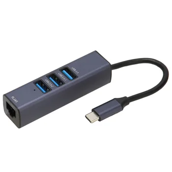 Адаптер USB C К Ethernet RJ45 Гигабитный Порт Ethernet USB C Концентратор Для Передачи Данных Со скоростью 5 Гбит/с Корпус из алюминиевого сплава 4 в 1 для Планшетов