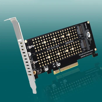 Адаптер расширения RAID-массива PCIEX8 для NVME M.2 MKEY Материнская плата с 2 Портами SATA M.2 SSD PCIE Адаптер со скоростью передачи 2x32 Гбит/с