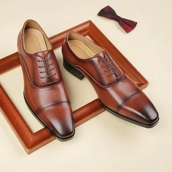 Большие размеры 39-47, высококачественные итальянские туфли-оксфорды для мужчин, роскошные свадебные туфли из натуральной кожи, Классические модельные туфли с квадратным носком