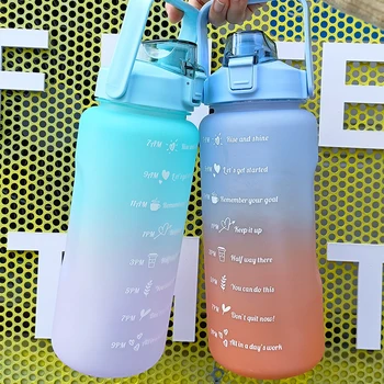 Бутылка для воды объемом 2 литра, Портативная мотивационная спортивная бутылка для воды с отметкой времени, Герметичная чашка для занятий спортом на открытом воздухе, фитнесом