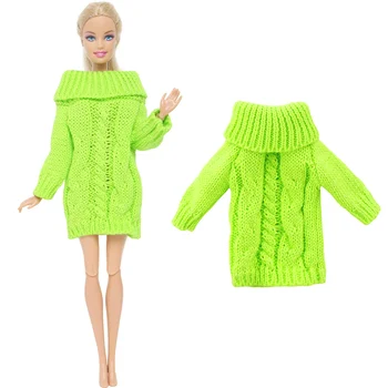 Вязаный свитер для куклы BJDBUS, зеленые топы, платье, качественная хлопковая зимняя одежда для куклы Барби, теплый наряд, 11,5-дюймовые аксессуары, игрушка