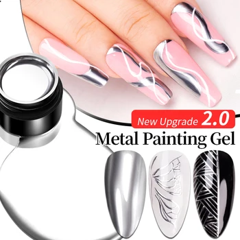 Гель-лак для ногтей PUENTE Super Shine с металлическим рисунком, 5 мл, гель для ногтей с зеркальным эффектом, гель для рисования 