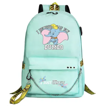  Дамбо Для мальчиков и девочек, детские сумки для школьных книг, женский рюкзак с USB-цепочкой, холщовый рюкзак для мужчин, сумка для ноутбука, рюкзак для книг