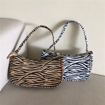 Женская сумка 2023, трендовые мини-сумки через плечо, женские зимние плюшевые сумки подмышками с леопардовым узором 