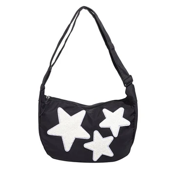 Женская холщовая сумка-мессенджер, регулируемый ремень, сумка через плечо в виде звезды, мягкая сумка-слинг через плечо, пентаграмма, сумка-ранец, наплечная сумка