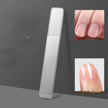 Инструмент для маникюра своими руками, профессиональные пилочки для ногтей из нано-стекла, детский двухсторонний буфер из прозрачного хрусталя с футляром