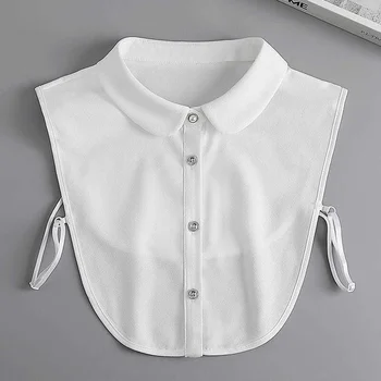 Классическая рубашка с накладным воротником для девочки на осень-зиму-весну из универсальной серии Simple, Декоративная Белая