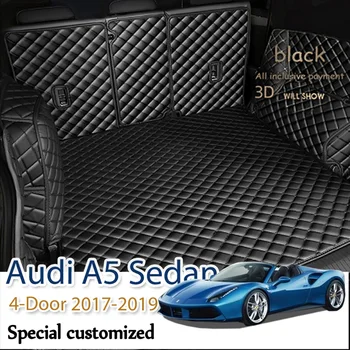 Кожаный Коврик в багажник автомобиля для Audi A5 Седан 4-Дверный 2017-2019 Аксессуары для грузовых лайнеров Внутренний багажник
