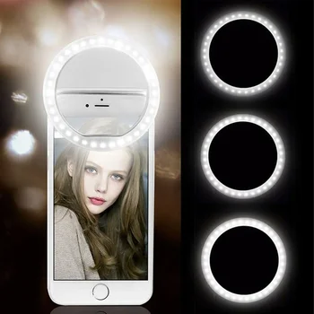 Кольцевая лампа Mini Selfie Light с USB-зарядкой, светодиодная подсветка для селфи для iPhone Samsung Xiaomi, лампа для селфи с объективом мобильного телефона для макияжа в реальном времени