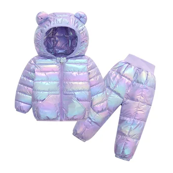 Комплект детской одежды Однотонная хлопковая куртка с капюшоном для малышей + брюки Зима-осень, верхняя одежда для маленьких девочек и мальчиков CYB
