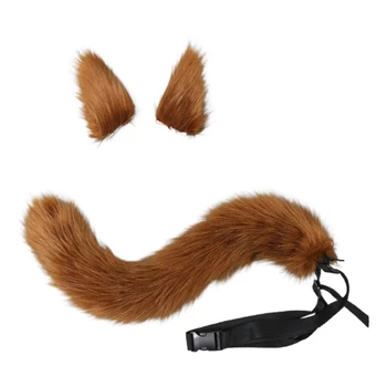 Комплект из 3 предметов с волчьим хвостом и клипсами для ушей, аксессуары для костюмов для вечеринок, детский и взрослый косплей, головной убор с хвостом котенка и лисьими ушками