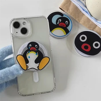 Корейский Милый мультяшный пингвин для Magsafe Магнитная подставка для телефона Griptok Grip Tok для iPhone Складной чехол для беспроводной зарядки Держатель