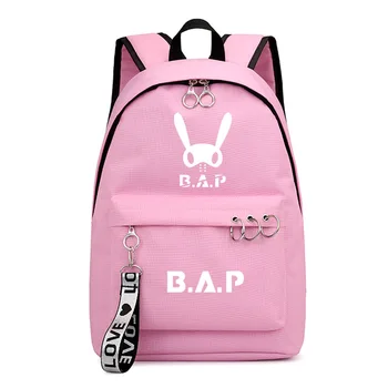Корейский Рюкзак B.A.P EELO Team, Сумки для школьных книг, дорожная сумка Mochila, сумка для ноутбука, Лента, Кольцо, Круг, Рюкзак для мальчиков и девочек, Розовый, черный