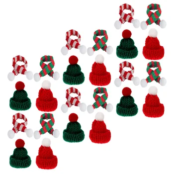 Мини-Рождественская Вязаная Шапка, Шарф, декор для винной бутылки своими руками, мини-Шерстяная шапка, Декоративная шляпа для винной бутылки, Поделки ручной работы