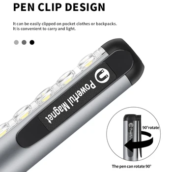 Мини светодиодный фонарик USB перезаряжаемый 300LM 7 cobинтеллектуальный магнит для быстрой зарядки Рабочая лампа Фонарь с зажимом