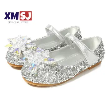 Модные детские туфли принцессы с украшением в виде кристаллов, блестящие балетки со стразами, для свадебной вечеринки, для девочек, великолепная детская модельная обувь