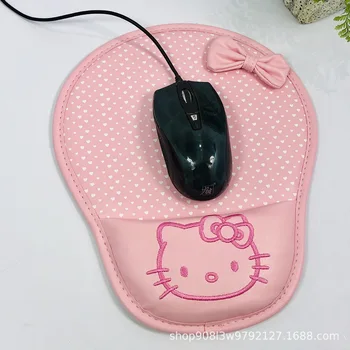 Мультяшный коврик для мыши Sanrio Hello Kitty из искусственной кожи на запястье, милый коврик для мыши на запястье, креативный офисный стол, противоскользящий коврик для мыши
