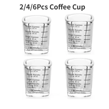 Набор квадратных утолщенных чашек для Эспрессо, 2/4 / 6шт, чашка на унцию, 60 мл, чашка на унцию, Градуированная Мерная чашка, чашка для концентрированного Эспрессо